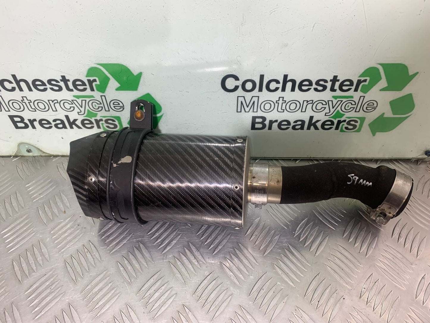 HONDA KAWASAKI SUZUKI KTM YAMAHA CARBON RACE SILENCER  59MM  (CMB1032)