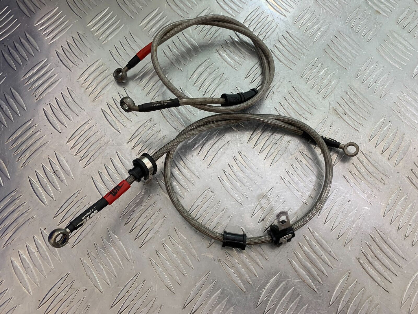 HONDA NTV 650 REVERE FRONT AND REAR BRAIDED BRAKE LINES YEAR1988-1996 (CMB1025))