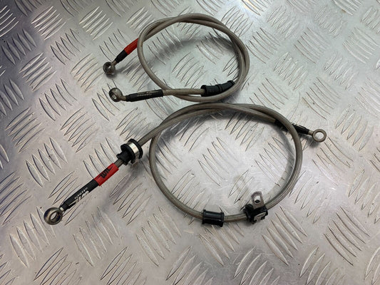 HONDA NTV 650 REVERE FRONT AND REAR BRAIDED BRAKE LINES YEAR1988-1996 (CMB1025))
